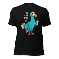 Dodo Motivational Kidcore Aesthetic T-Shirt - Extinct Flightless Bird & Animals, Endangered Species Shirt - You Can Dodo It Shirt - Black