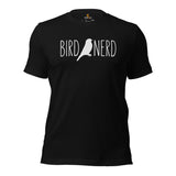 Bird Nerd T-Shirt - Nice Tits, Sparrow, Chickadee, Tufted Titmouse Birdwatching Shirt for Avian & Nature Lover, Outdoorsy Birder - Black