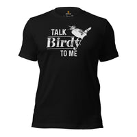 Bird Nerd T-Shirt - Nice Tits, Sparrow, Tufted Titmouse Tee for Birdwatcher, Avian Lover & Outdoorsy Birder - Talk Birdy To Me Shirt - Black