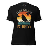 Bird Nerd T-Shirt - Nice Tits, Tufted Titmouse Tee for Birdwatcher, Avian Lover & Outdoorsy Birder - Easily Distracted By Birds Shirt - Black