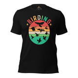 Free Birds Birding T-Shirt - Geeky Study of Birds Shirt - Cottagecore Bird Nerd Tee for Birdwatcher, Avian Lover & Outdoorsy Birder - Black
