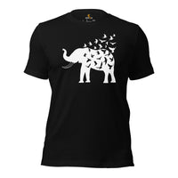 Camping & Bird Watching Shirt - Presents, Gift Ideas for Bird & Nature Lovers, Birdwatchers - Birding Shirt - Elephant Free Birds T-Shirt - Black