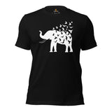 Camping & Bird Watching Shirt - Presents, Gift Ideas for Bird & Nature Lovers, Birdwatchers - Birding Shirt - Elephant Free Birds T-Shirt - Black