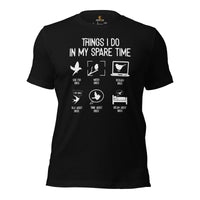 Camping & Bird Watching Shirt - Presents, Gift Ideas for Bird Lovers, Birdwatchers - Birding T-Shirt - Things I Do In My Spare Time T-Shirt - Black
