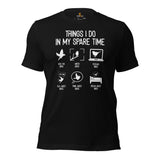 Camping & Bird Watching Shirt - Presents, Gift Ideas for Bird Lovers, Birdwatchers - Birding T-Shirt - Things I Do In My Spare Time T-Shirt - Black