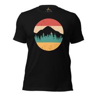 Enchanted Forest Themed 80s Retro Aesthetic T-Shirt - Naturecore Tee for Granola Girl & Guy, Wanderlust, Hiker, Outdoorsy Camper - Black