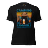 Grumpy Cat Camping & Beer Because Murder Is Wrong Shirt - Campfire, Bonfire Crew Drinking Team Shirt - Glamping Tee - Camp Outfit - Black