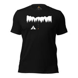 Camping Lover Evergreen Forest Themed Shirt - Campfire & Bonfire Adventure, Glamping Vibes Tee for Happy Campers and Nature Enthusiasts - Black