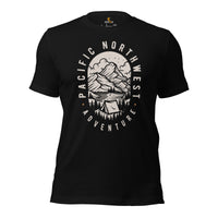 Camping Shirt - Presents, Gift Ideas for Campers, Outdoorsmen, Nature Lovers - Happy Camper Shirt - Pacific Northwest Adventure T-Shirt - Black