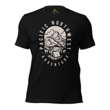Camping Shirt - Presents, Gift Ideas for Campers, Outdoorsmen, Nature Lovers - Happy Camper Shirt - Pacific Northwest Adventure T-Shirt - Black
