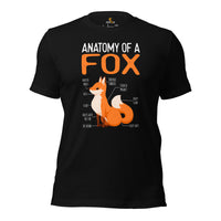 Adorable Red Fox Boho Shirt - Anatomy of A Fox Furry Fandom T-Shirt - Embrace Your Foxy Side - Gift for Fox Lover & Nature Enthusiast - Black