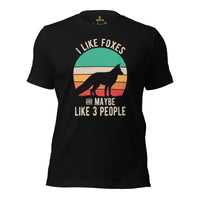 I Like Foxes & Maybe 3 People T-Shirt - Embrace Your Foxy Side - Fursuit, Furry Fandom Tee - Ideal Gift for Fox, Animal & Nature Lovers - Black