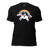 Cute Ferret Riding Unicorn Rainbow T-Shirt - Fuzzy Weasel Tee - Gift for Ferret Parents & Animal Lovers - Mustela Rescue & Adoption Tee - Black