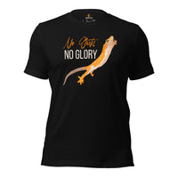 Gecko T-Shirt - No Guts No Glory Shirt - Reptile Addict & Charm Tee - Gift for Lizard Dad/Mom & Pet Owners - Amphibians, Lacertilia Tee - Black