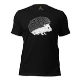 Adorable Hedgehog T-Shirt - Porcupine Shirt - Ideal Gift for Hedgie Dad/Mom & Pet Lovers - Rodent, Spiky Mammal & Woodland Animal Tee - Black