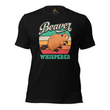 Beaver Whisperer T-Shirt - Dam It Marmot Shirt - River & Woodland Rodent Animal Tee - Gift for Beaver Dad/Mom & Lovers, Zookeepers - Black