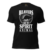 Beavers Are My Spirit Animal T-Shirt - Dam It Marmot Shirt - River & Woodland Rodent Tee - Gift for Beaver Dad/Mom & Lovers, Zookeepers - Black