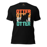 Otter 80s Retro Aesthetic T-Shirt - Mustalid Shirt - Marine Mustaline Mammal Tee - Gift for Mustalidae, Otter Lovers - Zoology Tee - Black