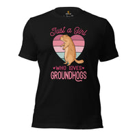 Furry Potato Shirt - Just A Girl Who Loves Groundhogs T-Shirt - Cavy Lovers Tee - Ideal Gift for Rodent & Animal Lovers - Zoology Shirt - Black