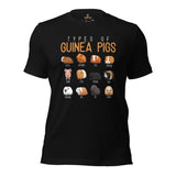 Types of Guinea Pigs T-Shirt - Furry Potato Shirt - Cavy Whisperer & Lovers Tee - Gift for Rodent Dad/Mom & Pet Owners - Zoology Tee - Black