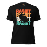 Rabbit & Hare 80s Retro Aesthetic T-Shirt - Easter Buck Bunny Tee - Gift for Rabbit Dad/Mom & Whisperer, Animal Lovers, Pet Owners - Black