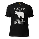 Hippopotamus T-Shirt - Pygmy Hippo, River Horse Shirt - Ideal Gift for Hippo & Wild Animal Lovers - Feed Me & Tell Me I'm Pretty Shirt - Black