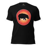 Hippopotamus Retro Aesthetic T-Shirt - Pygmy Hippo, River Horse, Semi-Aquatic Mammal Shirt - Ideal Gift for Hippo & Animal Lovers - Black