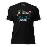 Ice Fishing & PFG T-Shirt - Gift for Fisherman & Wine Lover - Master Baiter Tee - Performance Fishing Gear - Rules of Ice Fishing Shirt - Black