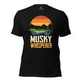 Fishing & PFG T-Shirt - Gift for Fisherman - Performance Fishing Gear - Master Baiter Shirt - Musky Whisperer Retro Aesthetic Shirt - Black