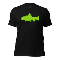 Fishing & PFG T-Shirt - Gift for Fisherman - Performance Fishing Gear - Master Baiter Shirt - Trout Fishing Pine Forest Themed Shirt - Black