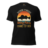 Fishing & PFG T-Shirt - Gift for Fisherman & Beer Lovers - Weekend Forecast Walleye Fishing With A Chance Of Beer Shirt - Black