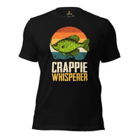 Fishing & PFG T-Shirt - Gift for Fisherman - Performance Fishing Gear - Master Baiter Shirt - Crapie Whisperer Retro Aesthetic Shirt - Black