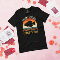 Fishing & PFG T-Shirt - Gift for Fisherman & Beer Lovers - Weekend Forecast Crapie Fishing With A Chance Of Beer Retro Aesthetic Shirt - Black