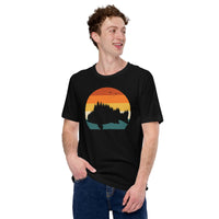 Fishing & PFG T-Shirt - Gift for Fisherman - Bass Masters & Pros Shirt - Bass Fish Evergreen Forest Themed Retro Aesthetic Shirt - Black