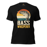 Fishing & PFG T-Shirt - Gift for Fisherman - Bass Masters & Pros Shirt - Flying Fishing Shirt - Bass Whisperer Retro Aesthetic Shirt - Black