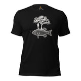 Fishing & PFG T-Shirt - Gift for Fisherman - Bass Masters & Pros Shirt - Flying Fishing Tee - Bass Fishing Cottagecore Aesthetic Shirt - Black