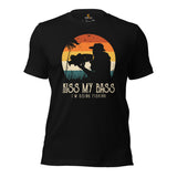 Fishing & PFG T-Shirt - Gift for Fisherman - Bass Masters & Pros Shirt - Flying Fishing Shirt - Kiss My Bass Sarcastic Shirt - Black