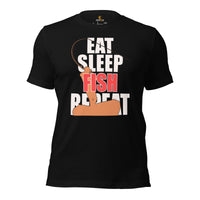 Fishing & PFG T-Shirt - Gift for Fisherman - Bass Masters & Pros Shirt - MLF Fly Fishing Shirt - Eat Sleep Fish Repeat Shirt - Black