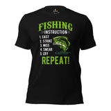 Fishing & PFG T-Shirt - Gift for Fisherman - Bass Masters & Pros Shirt - MLF Fly Fishing Shirt - Fishing Instruction Shirt - Black