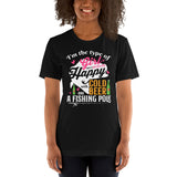 Fishing & PFG T-Shirt - Gift for Fisherman - Bass Masters & Pros Tee - Type Of Girl Who Is Happy With Cold Beer & A Fishing Pole Shirt - Black