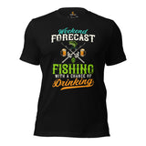 Fishing & PFG T-Shirt - Gift for Fisherman, Beer Lovers - Weekend Forecast Fishing With A Chance Of Drinking Shirt - Master Baiter Tee - Black