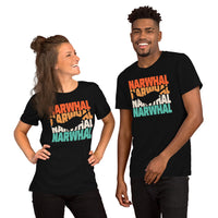 Narwhal, Unicorn Of The Sea T-Shirt - Gift for Narwhal, Sea Mammal Lovers & Environment Activists - Narwhal 80s Retro Aesthetic Shirt - Black, Unisex