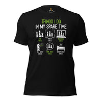 Funny Chess T-Shirt - Christmas & Birthday Gift Ideas For Him & Her, Chess Player & Lover - Things I Do In My Spare Time Shirt - Black