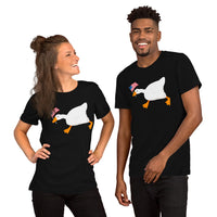 Funny Silly Goose Video Game T-Shirt - Christmas Gaming Gift For Him & Her, Gamer - Geese Merch - Silly Goose Carrying US Flag Shirt - Black, Unisex