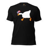 Funny Silly Goose Video Game T-Shirt - Christmas Gaming Gift For Him & Her, Gamer - Geese Merch - Silly Goose Carrying US Flag Shirt - Black