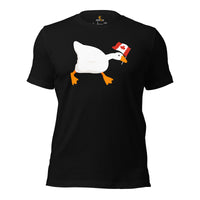 Silly Goose Video Game T-Shirt - Christmas Gaming Gift For Him & Her, Gamer - Geese Merch - Silly Goose Carrying Canada Flag Shirt - Black