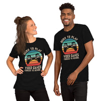 Video Game T-Shirt - Christmas & Birthday Gaming Gift For Him & Her, A Typical Gamer - Born To Play Video Games Forced To Work Shirt - Black, Unisex