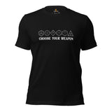 Funny DnD & RPG Games T-Shirt - Xmas Gaming Gift Ideas for Him & Her, Typical Gamers & Board Game Lovers - Choose Your Weapon Shirt - Black