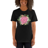 DnD & RPG Games T-Shirt - Gaming Gift Idea for Her, Typical Gamers & Game Lovers - Artistic Floral D&D Dice Cottagecore Aesthetic Shirt - Black