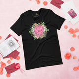 DnD & RPG Games T-Shirt - Gaming Gift Idea for Her, Typical Gamers & Game Lovers - Artistic Floral D&D Dice Cottagecore Aesthetic Shirt - Black